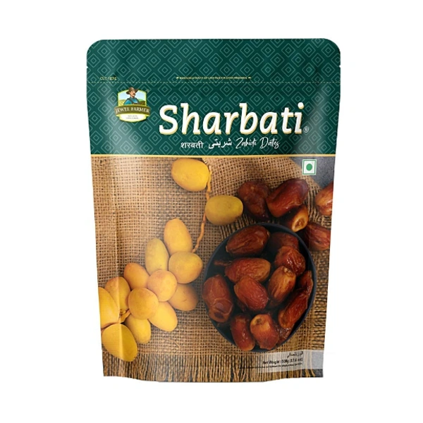 JEWEL FARMER Sharbati Dates Nutritious & Fresh Ready to Eat Dried Khajoor Pack Enriched with Dietary Fibre & Protein - 500gms
